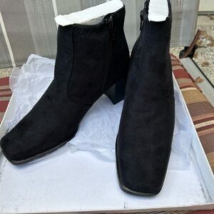New Elegant Black Suede  Ankle Boots NWOT